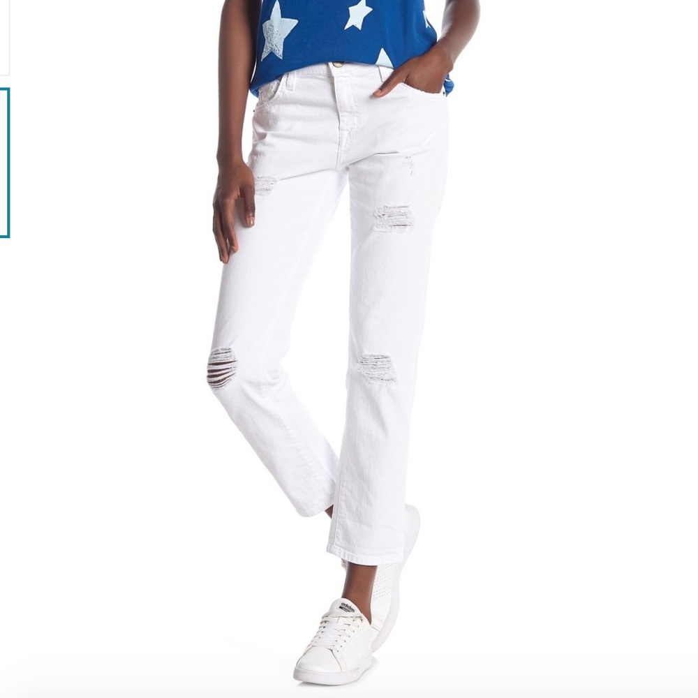 NWT current elliot white distressed fling jean